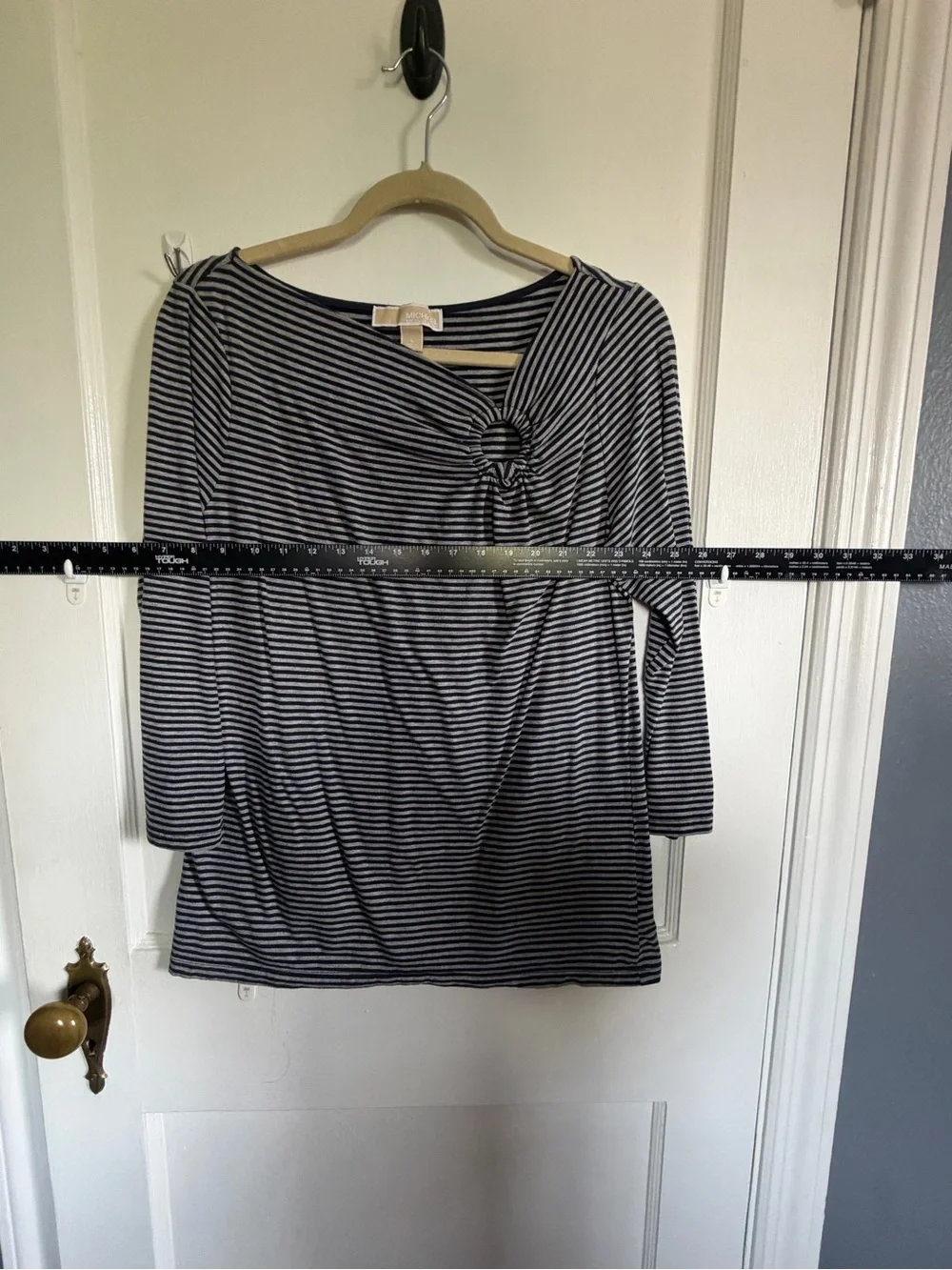 Michael Kors Navy & Gray Striped Long-Sleeve Top
